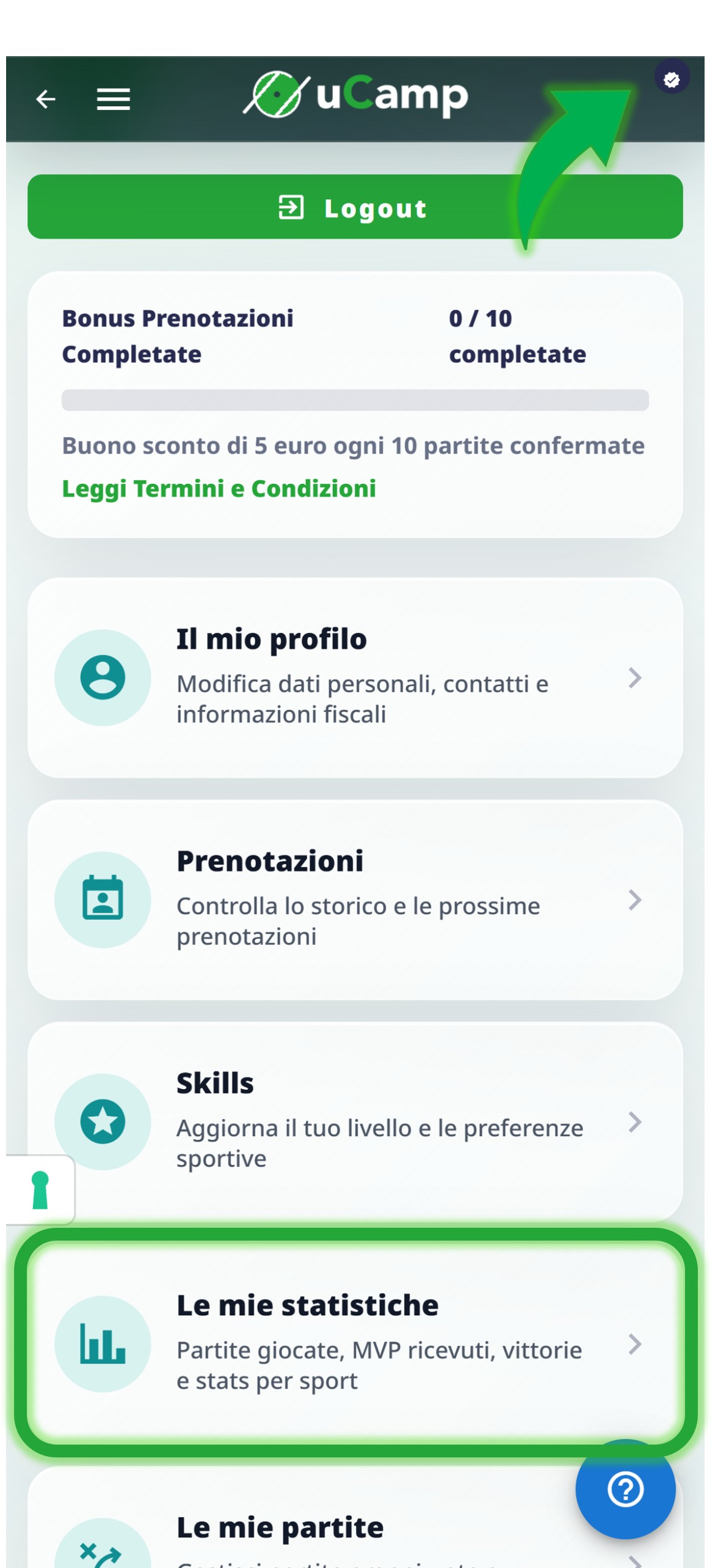 Schermata Profilo - Skills