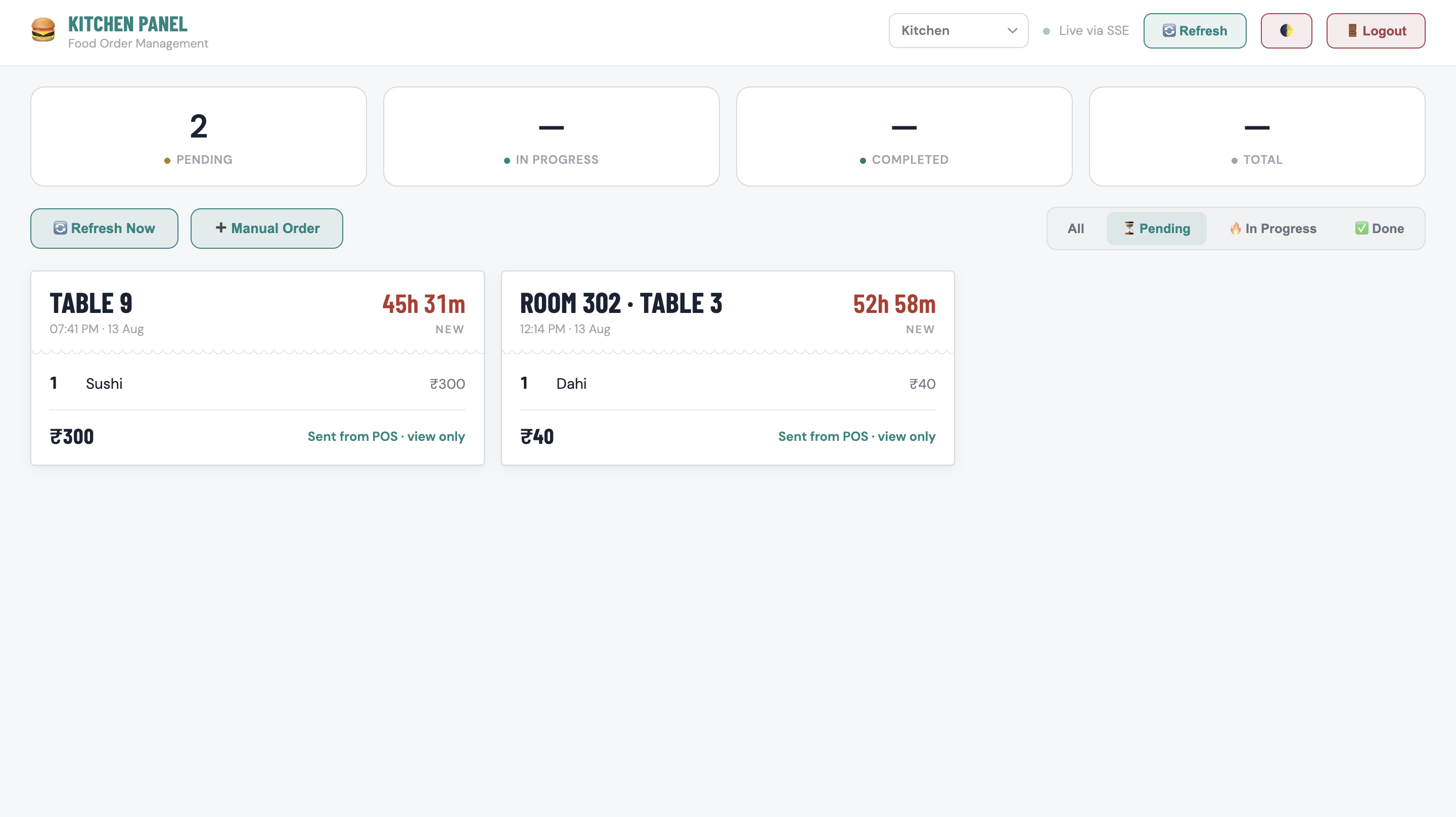 SyncStays QR food ordering dashboard