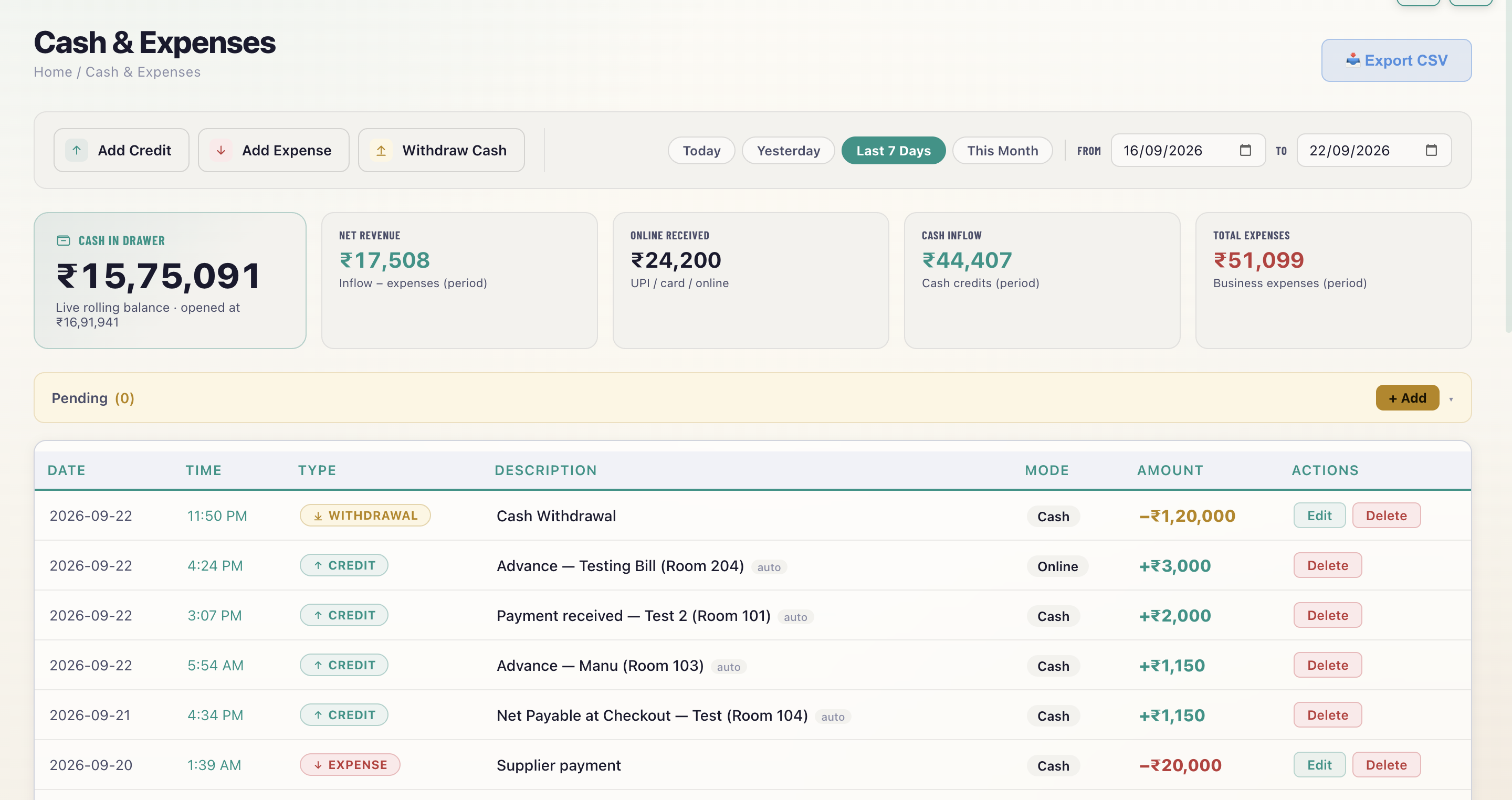 SyncStays expense tracking