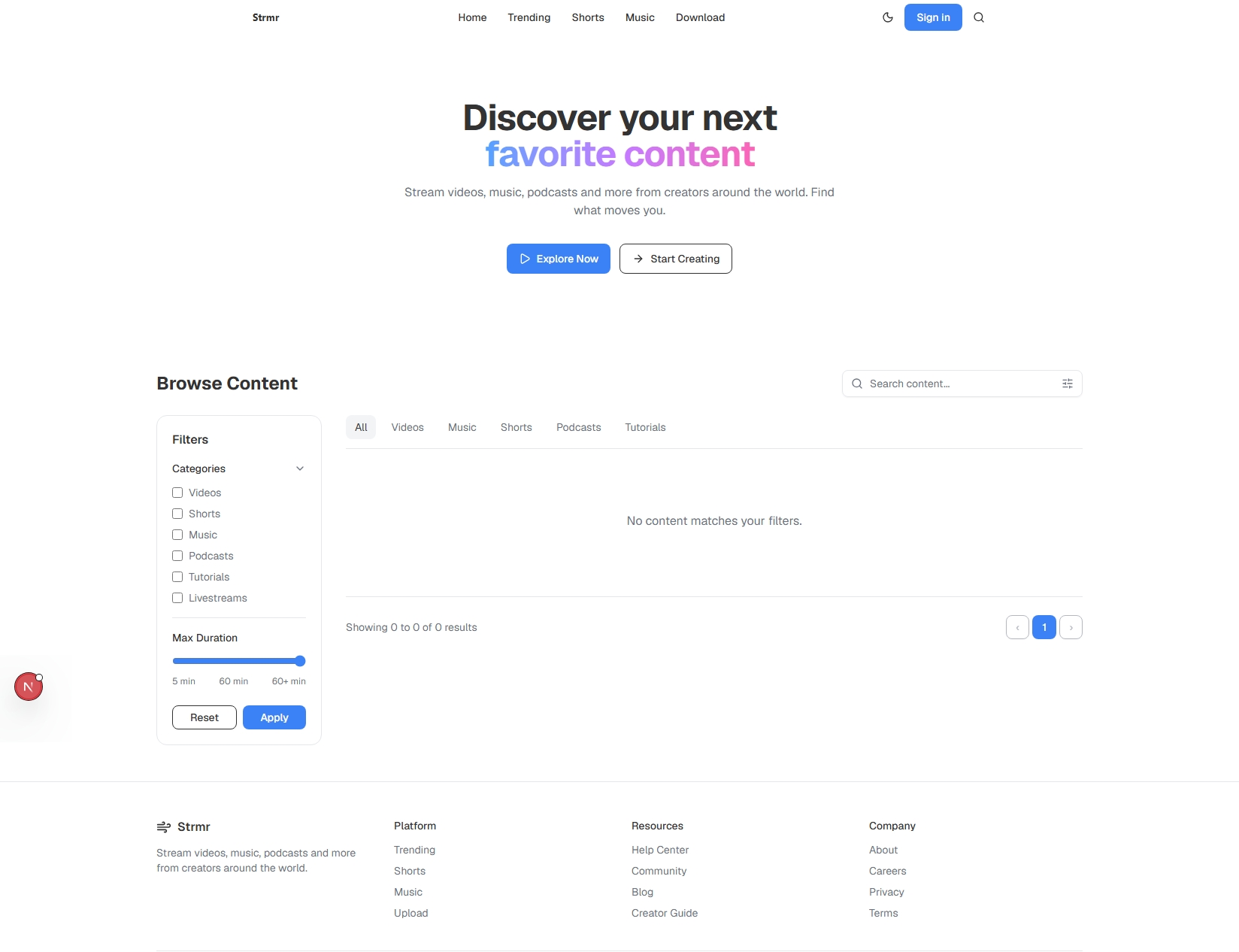 Strmr Video Streaming Platform