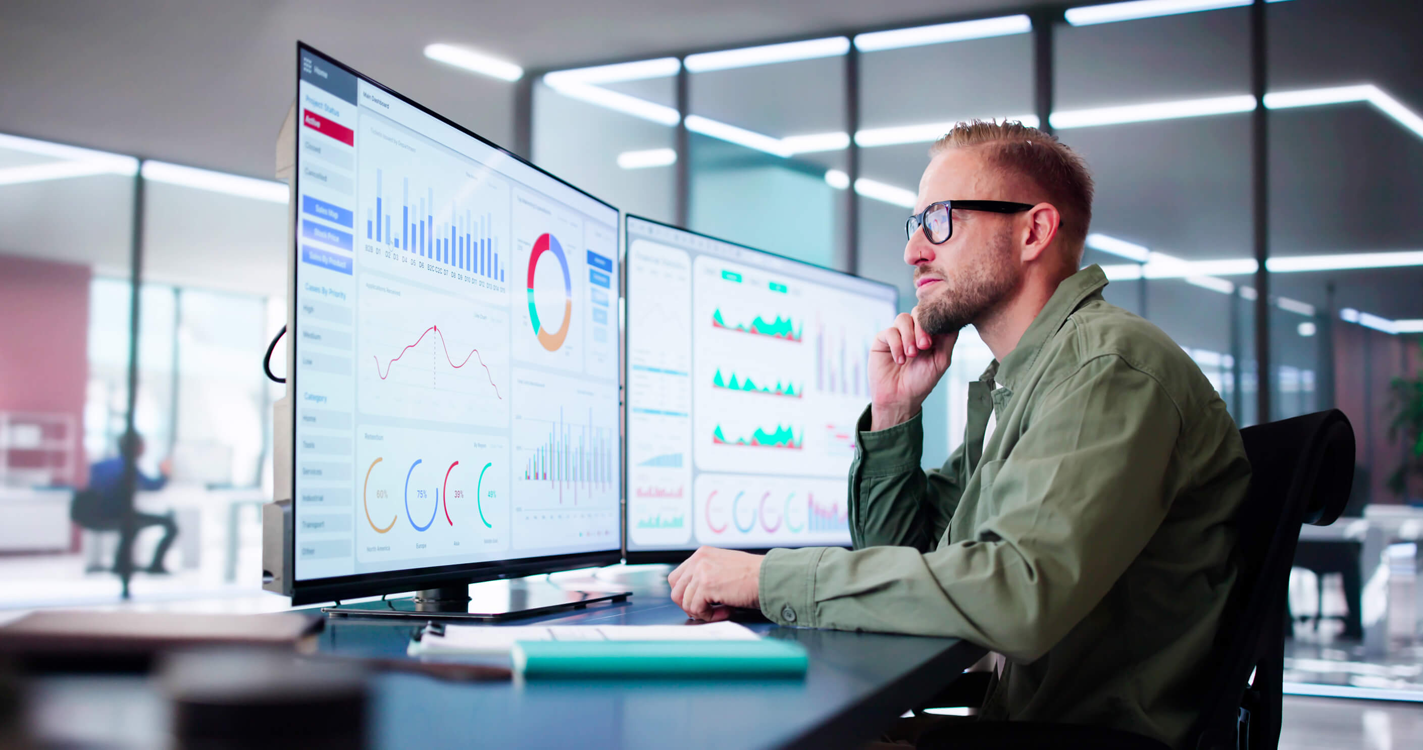 Person looking at data dashboard on computer screen