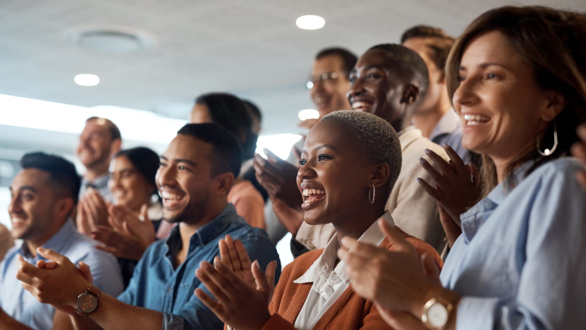 Business Professional Crowd cheering