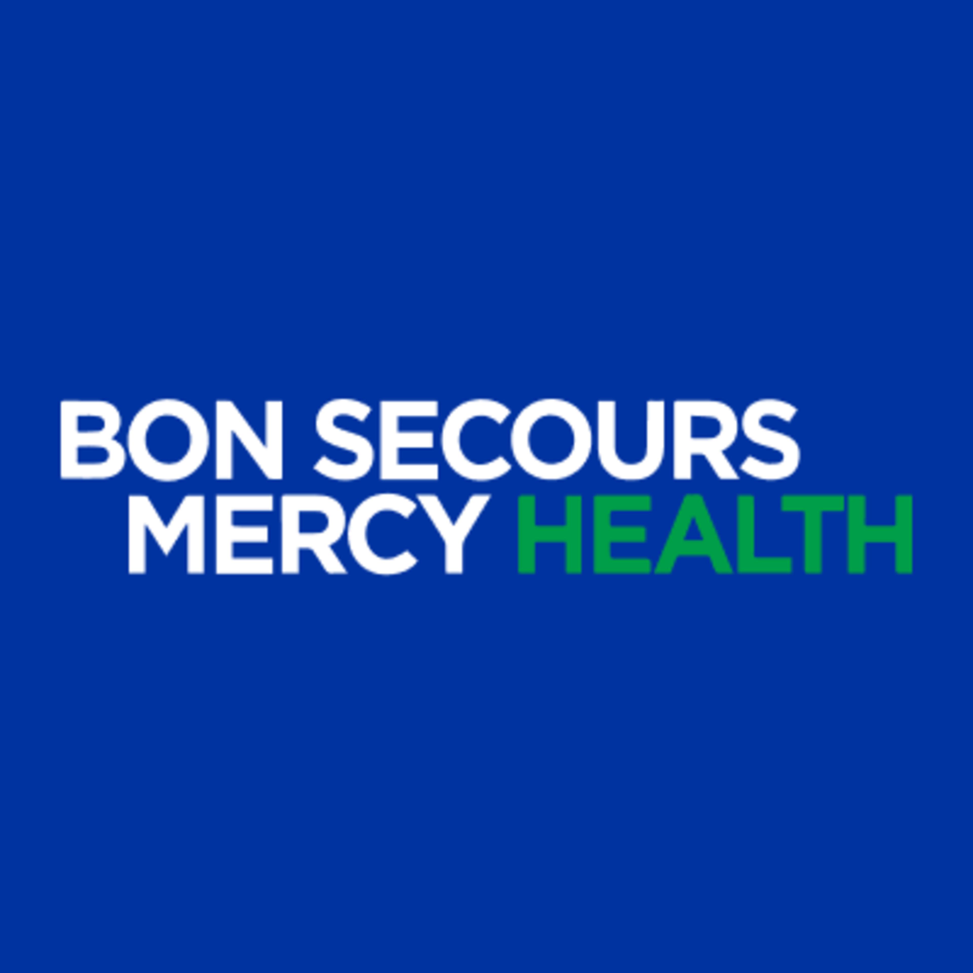 Bon Secours Mercy Health logo on a blue background