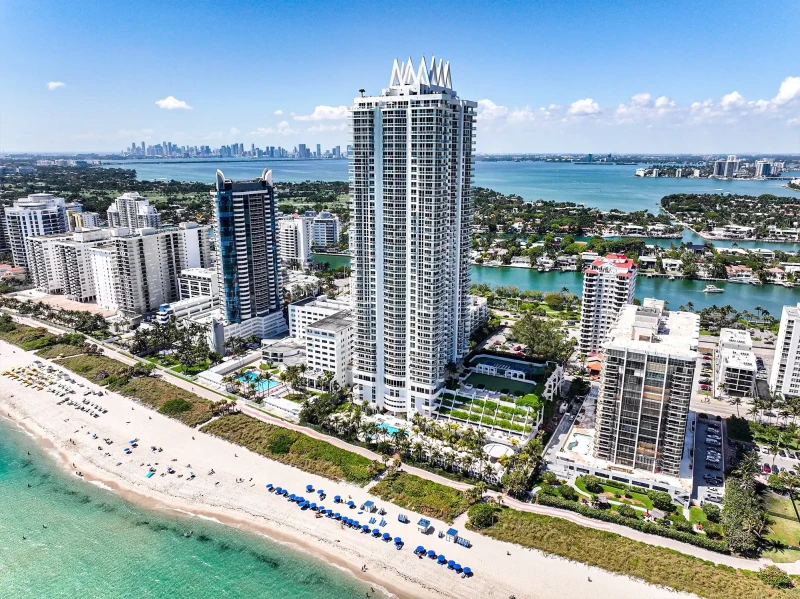 Aerial view luxury residential neighborhood
