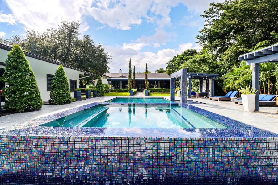 Luxury terrace with sun loungers