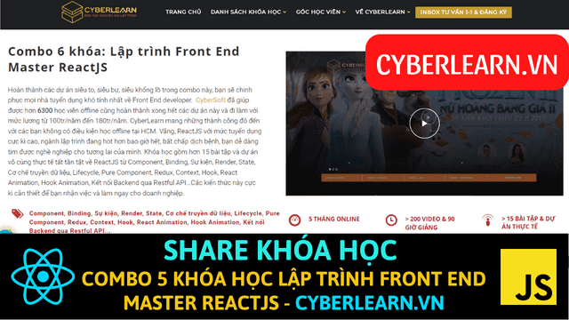 share khoa hoc Combo 5 khoa Hoc Lap trinh Front End Master ReactJS Cyberlearn
