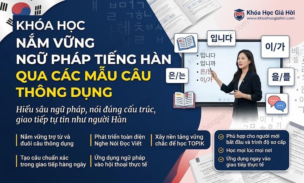 Khóa Học Nắm Vững Ngữ Pháp Tiếng Hàn Qua Các Mẫu Câu Thông Dụng