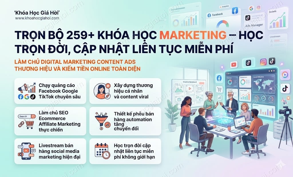 Trọn Bộ 259+ Khóa Học Marketing – Học Trọn Đời, Cập Nhật Liên Tục Miễn Phí