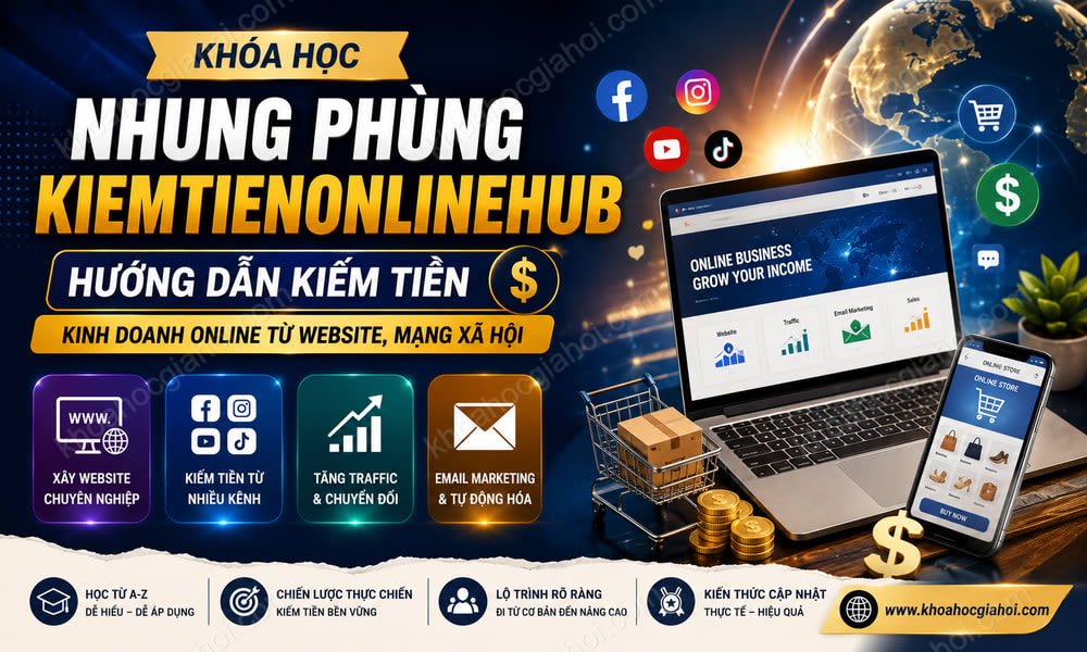 Khóa Học Nhung Phùng Kiemtienonlinehub – Hướng Dẫn Kiếm Tiền $ Kinh Doanh Online Từ Website, Mạng Xã Hội