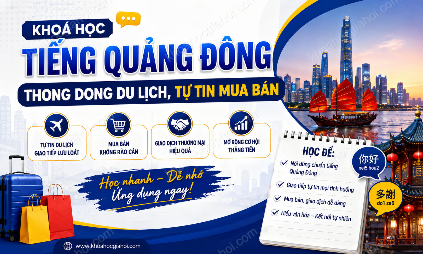 Khoá Học Tiếng Quảng Đông Thong Dong Du Lịch, Tự Tin Mua Bán
