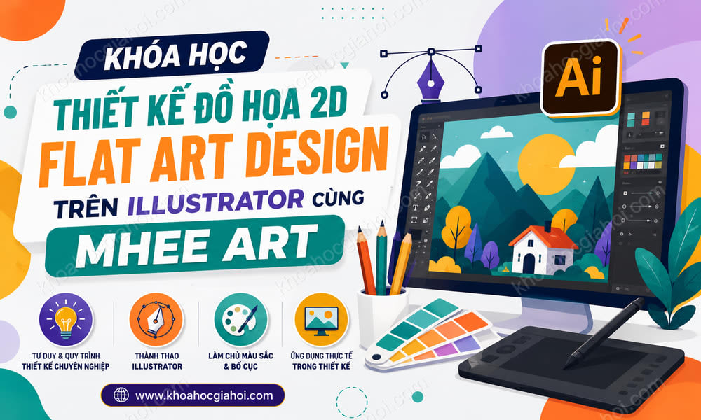 Khóa Học Thiết Kế Đồ Hoạ 2D Flat Art Design Trên Illustrator Cùng Mhee Art