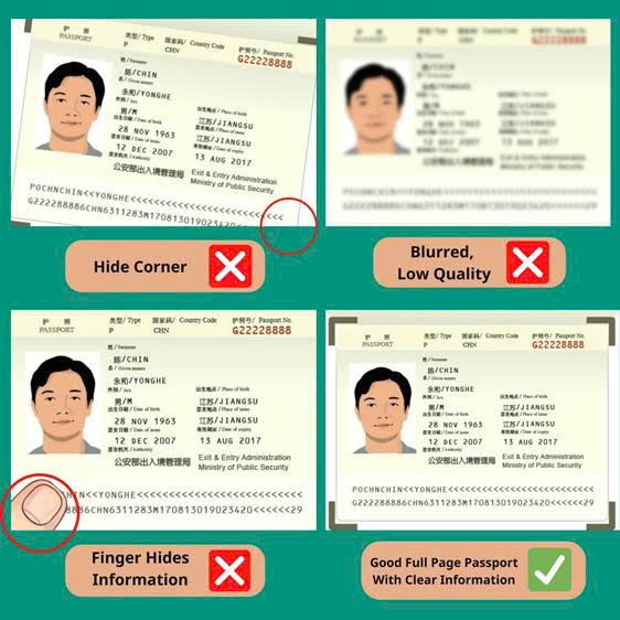 Passport copy photo for Vietnam visa