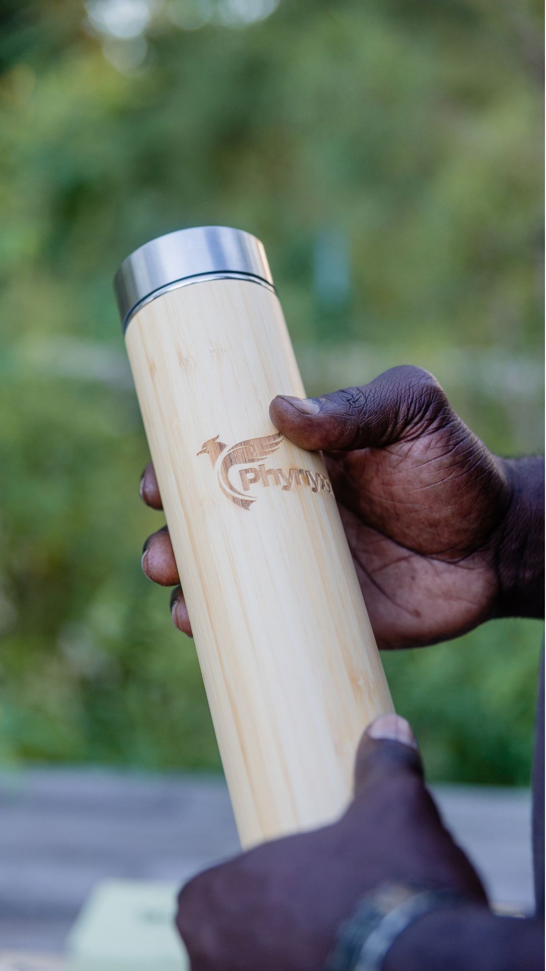 Phynyxx bottle in real life setting