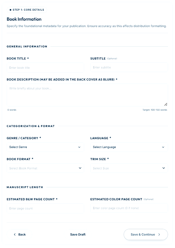 Step by step book publishing process in India using Inksight Publication dashboard