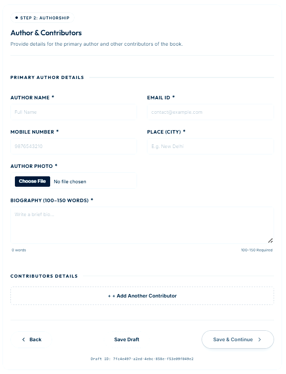 Step by step book publishing process in India using Inksight Publication dashboard