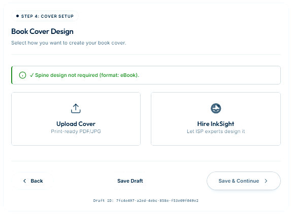 Step by step book publishing process in India using Inksight Publication dashboard