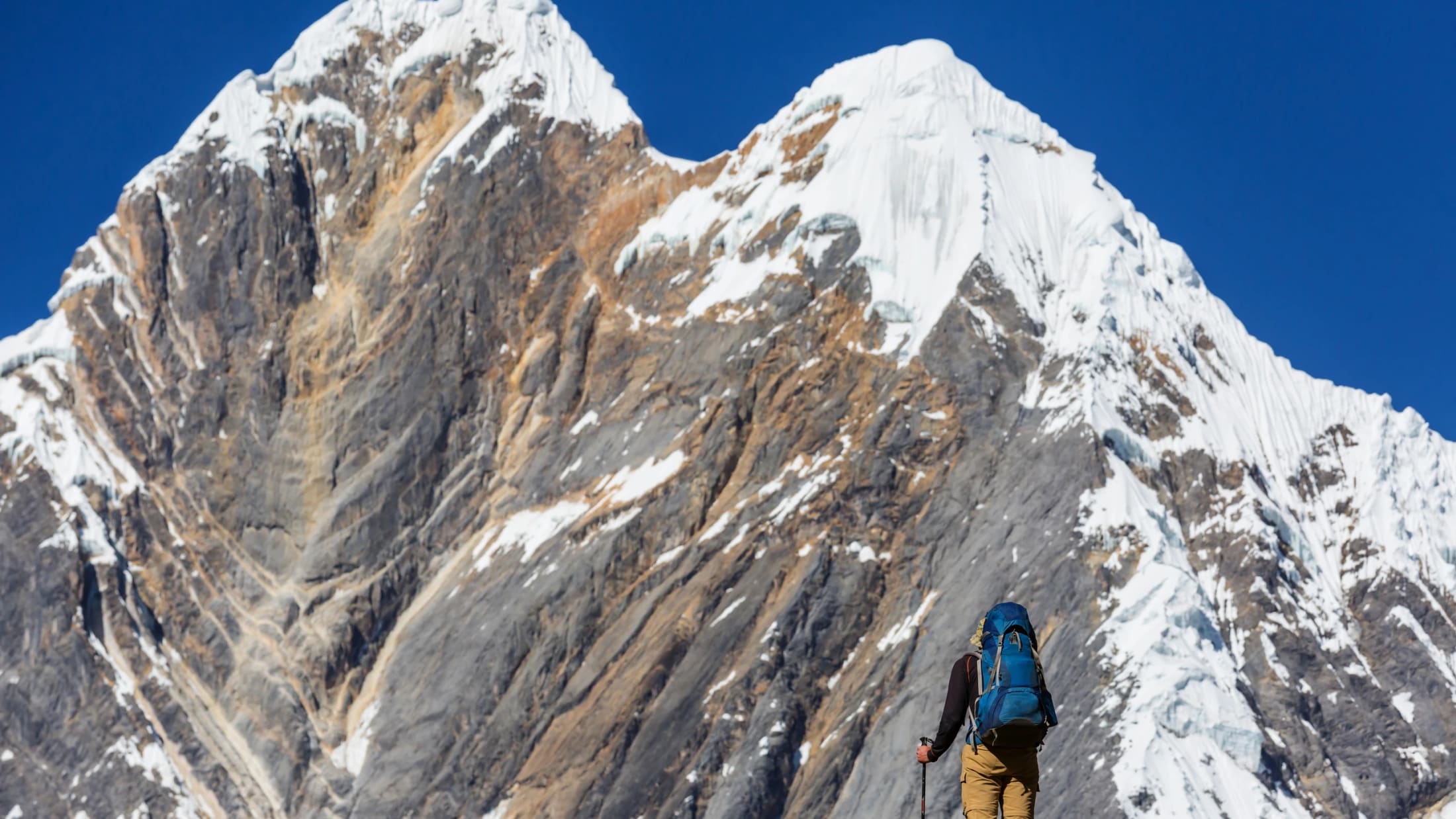 A hiker in canyon country above Colca