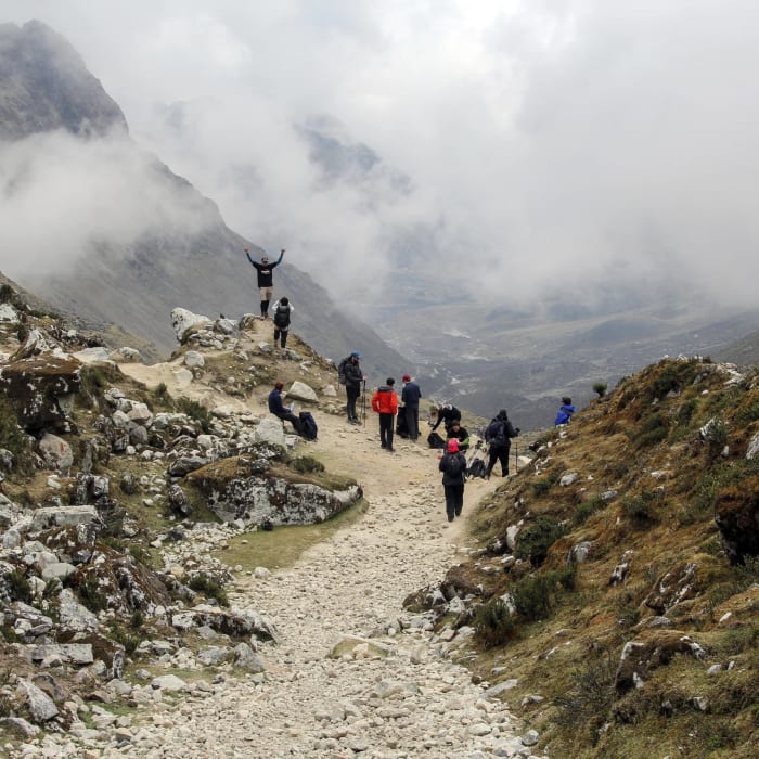 Misted peaks on the walking approach to Machu Picchu