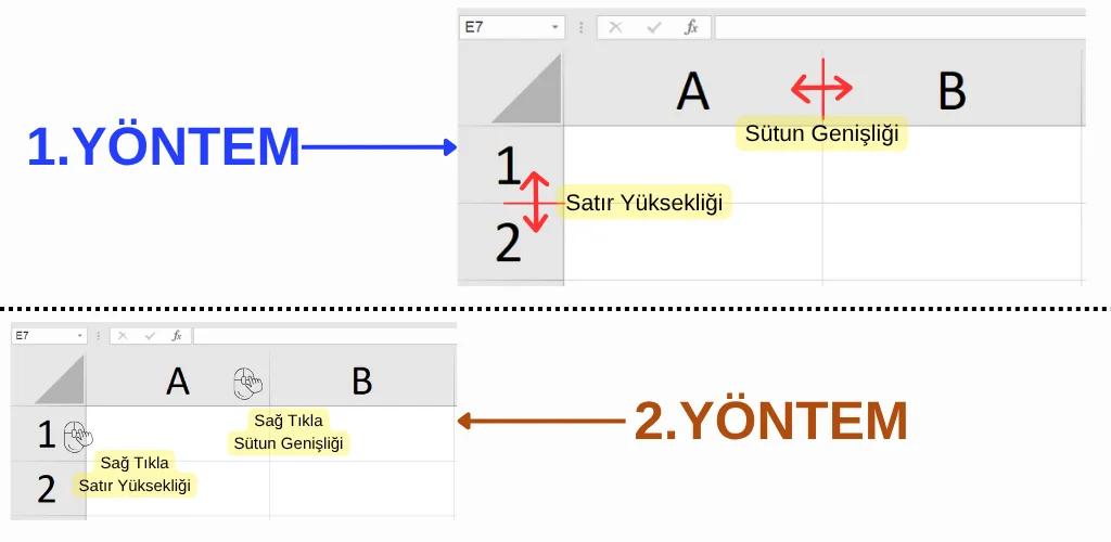 Excel Satır ve Sütun Ayarlama