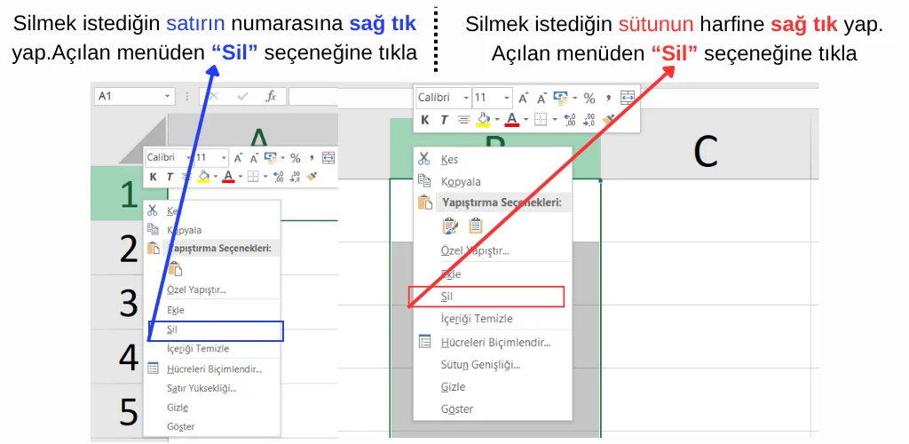 Satır ve Sütun Silme/Ekleme