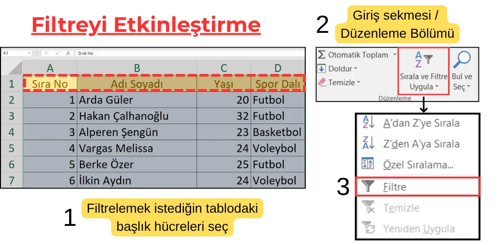 Filtre Simgesini Etkinleştirme