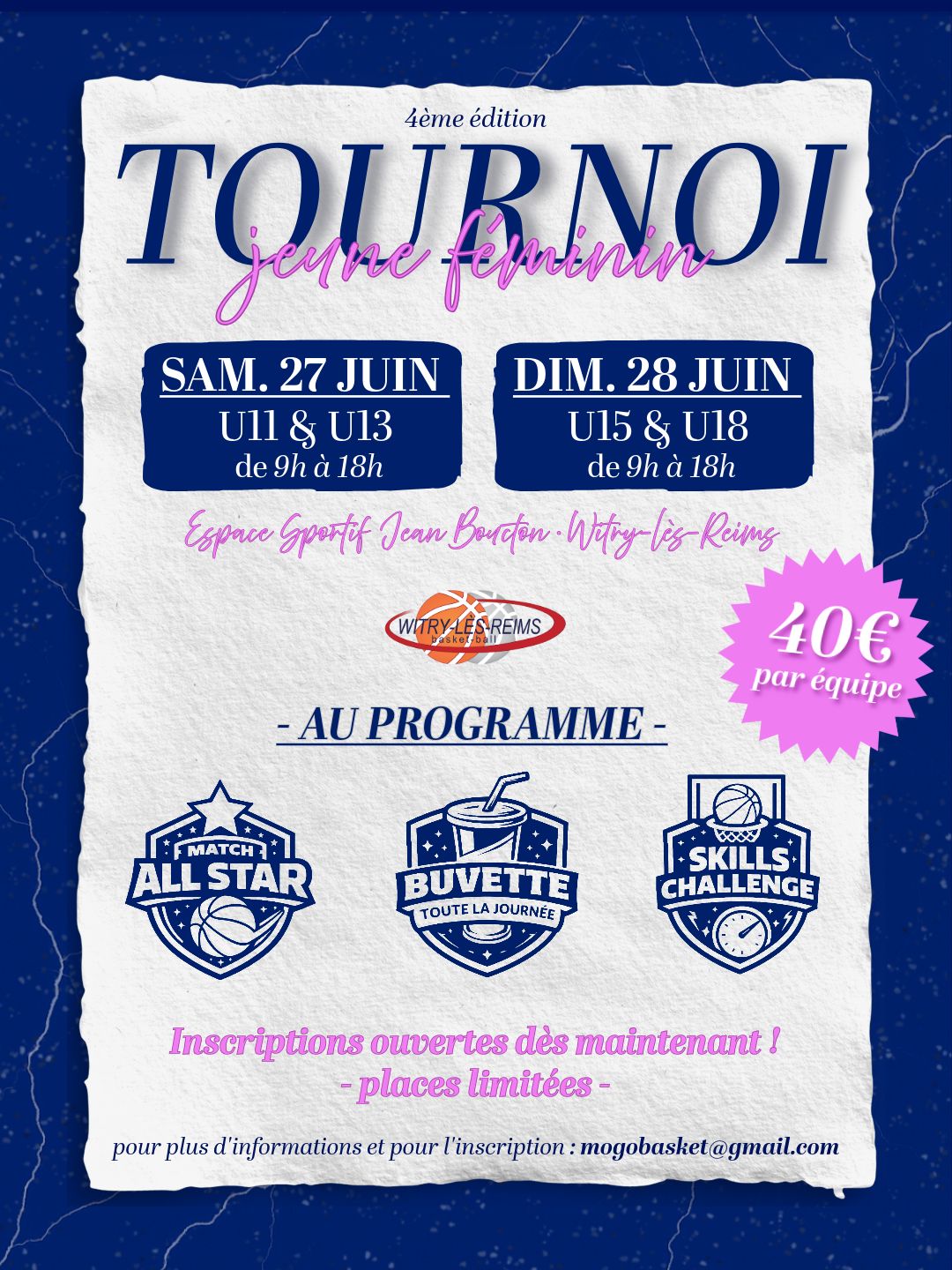 Flyer Witry-lès-Reims Tournoi Jeune Féminin - 4ème édition