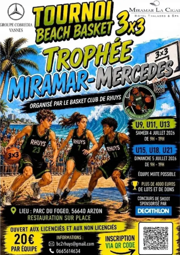 Flyer Tournoi Beach Basket 3x3: Trophée Miramar-Mercedes