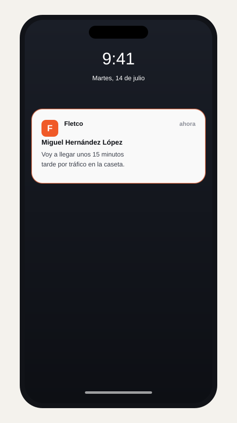 Captura de una notificación push en el teléfono con deep link a la conversación