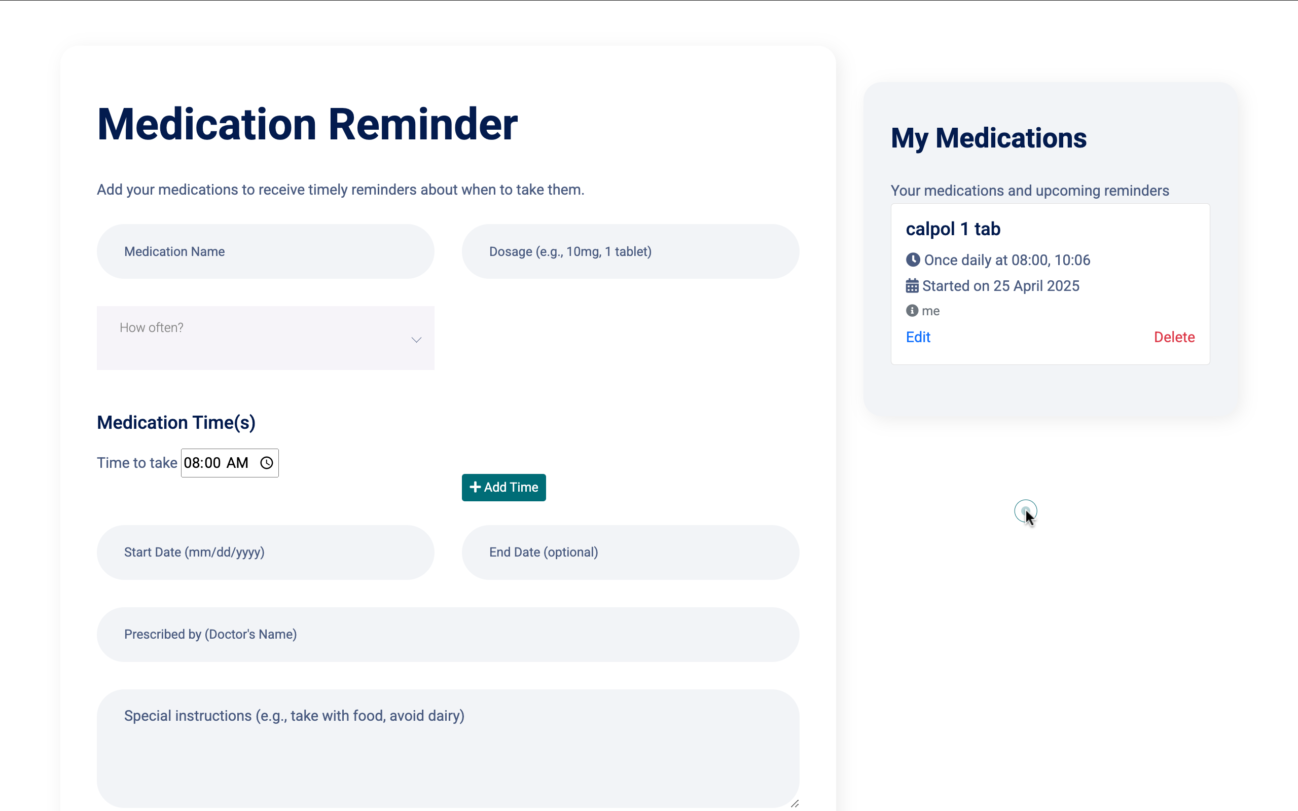 Add Medication Reminder