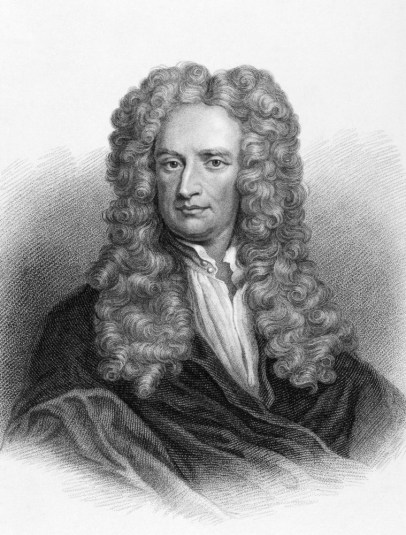 black and white photo of Sir Isaac Newton