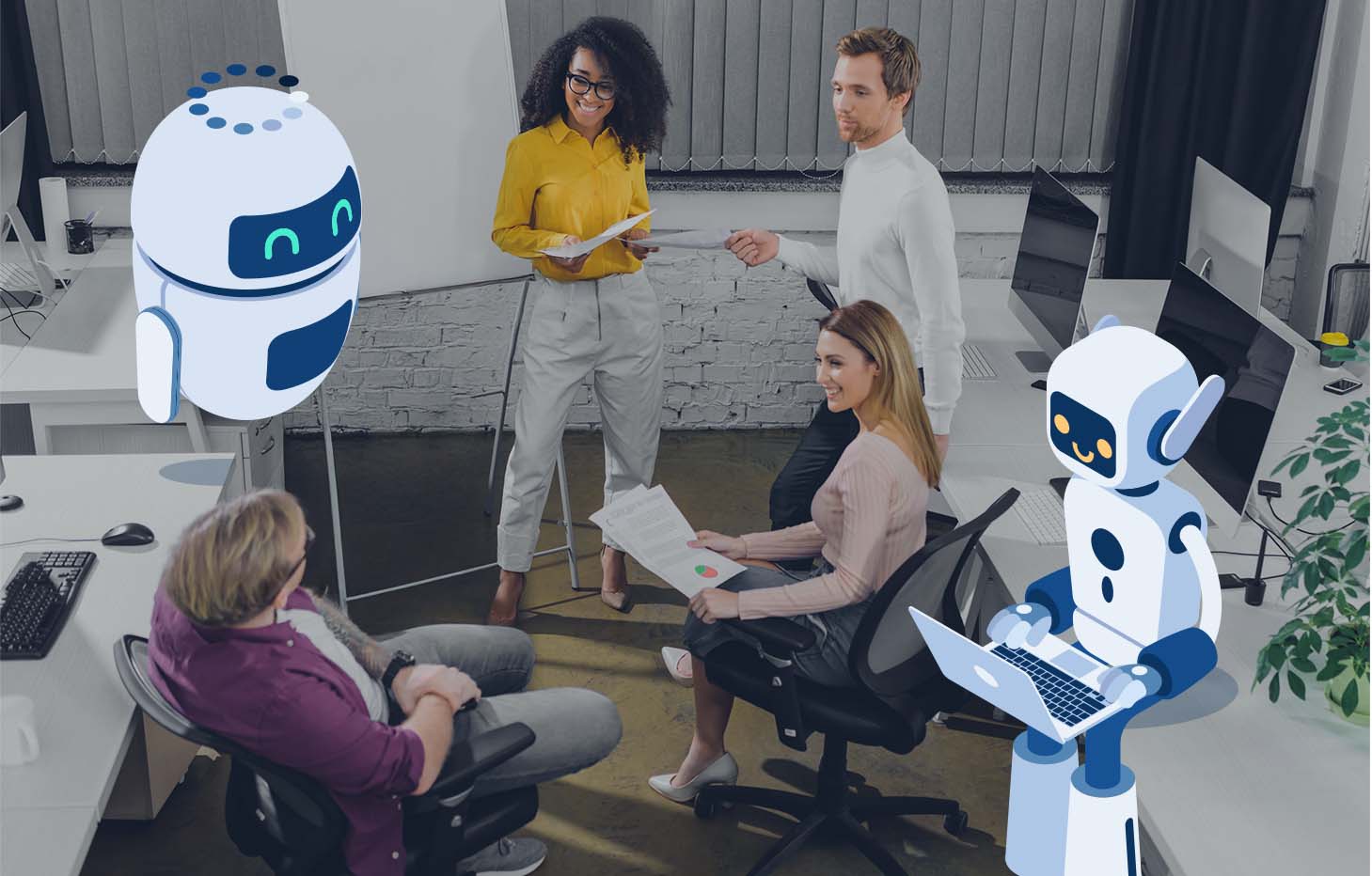 AI agents collaborating with employees