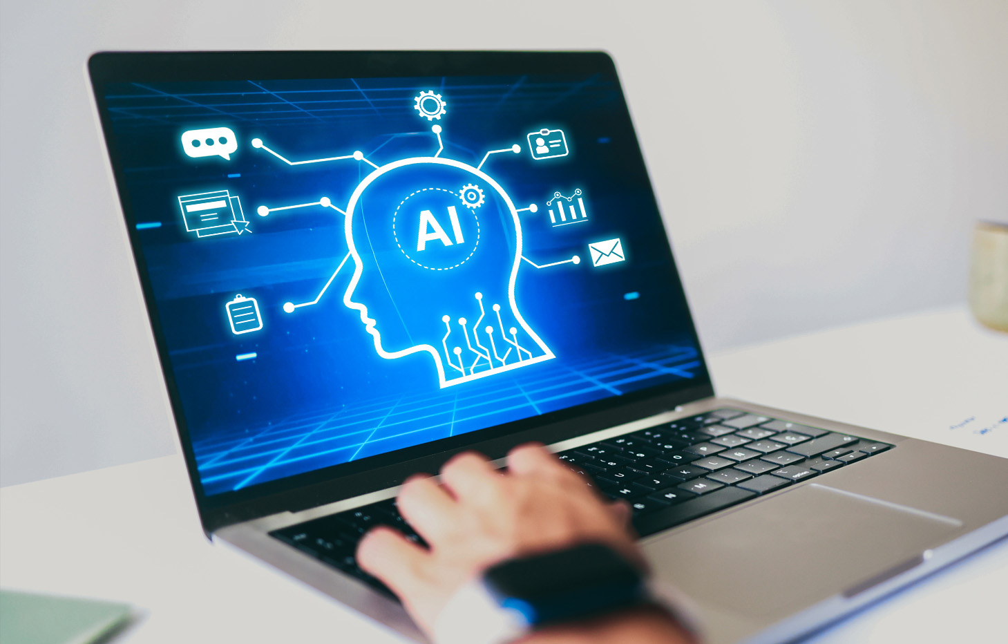 laptop with AI background