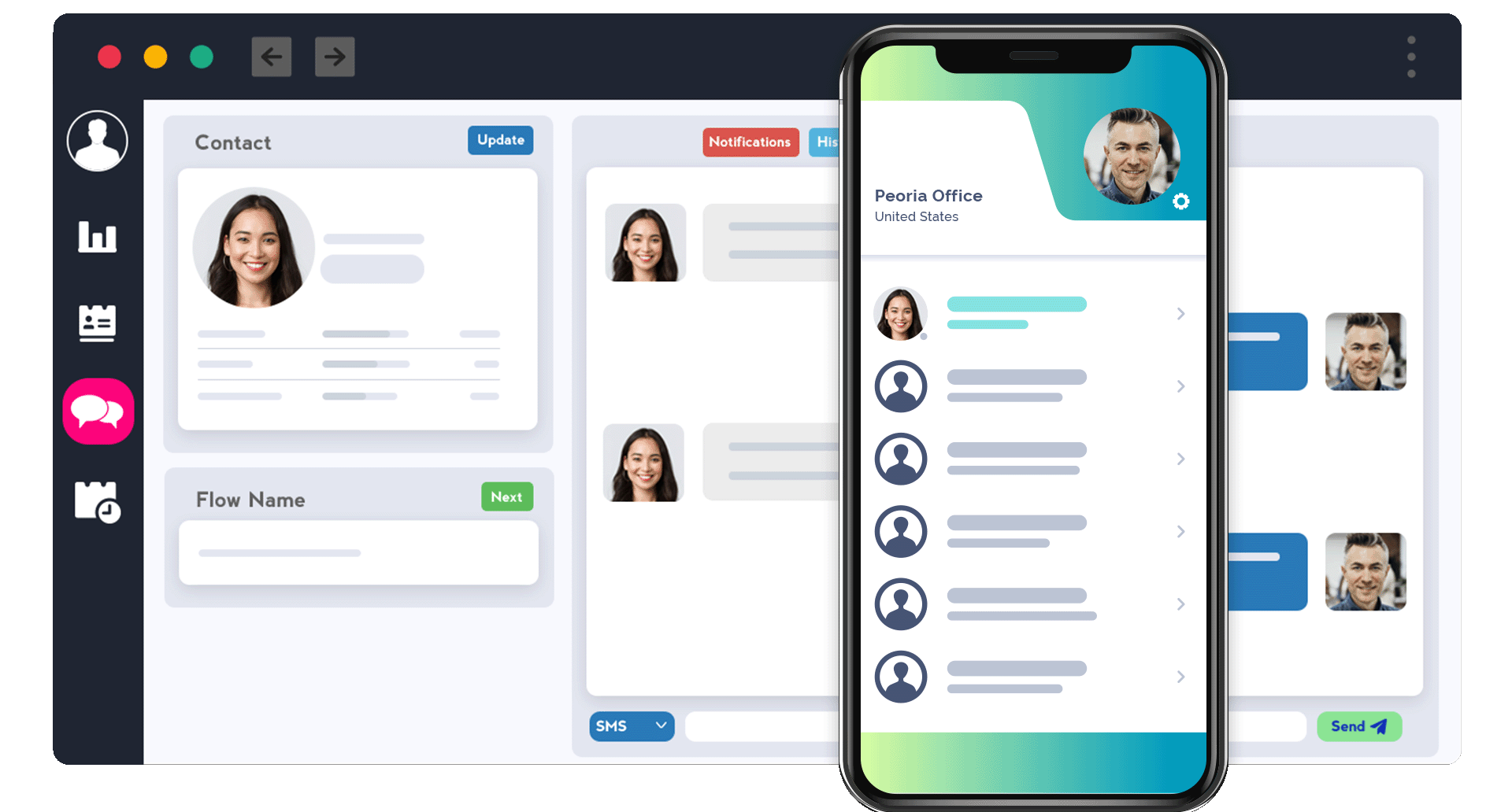 CRM messaging interface