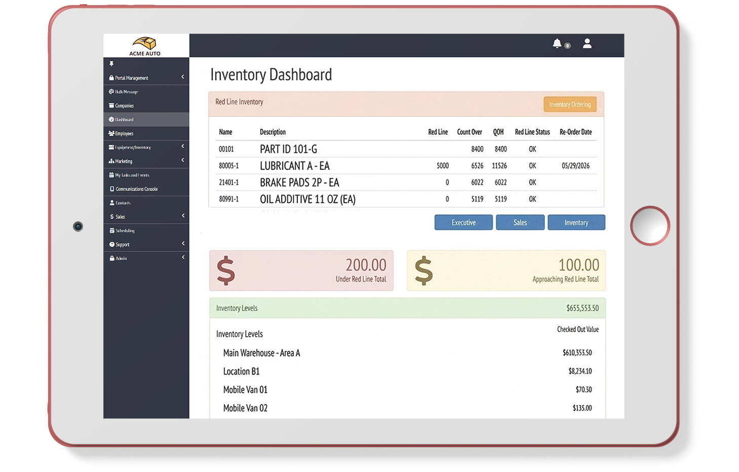 Inventory dashboard