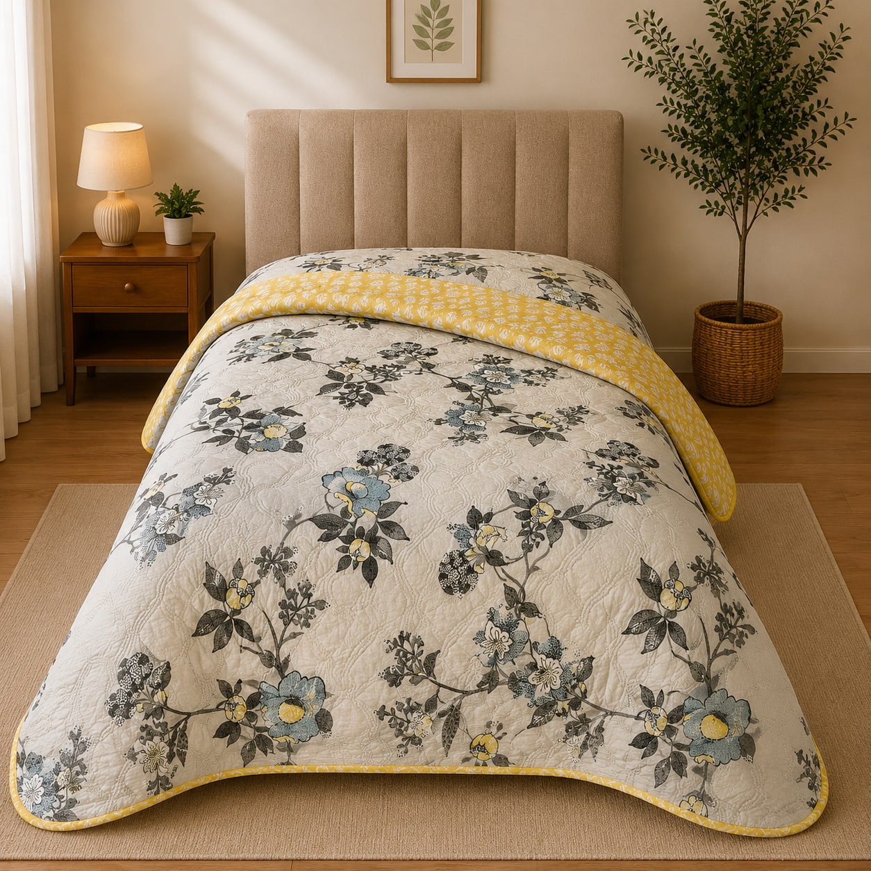 Printed Elegance Single Bed Reversible Comforter
