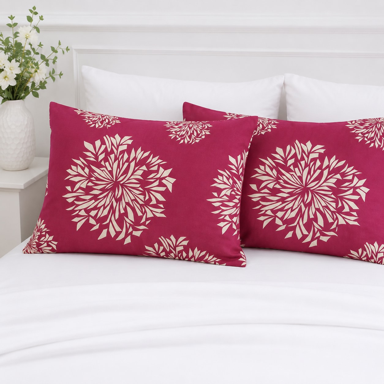 Elegant Floral Maroon Pillow Cover