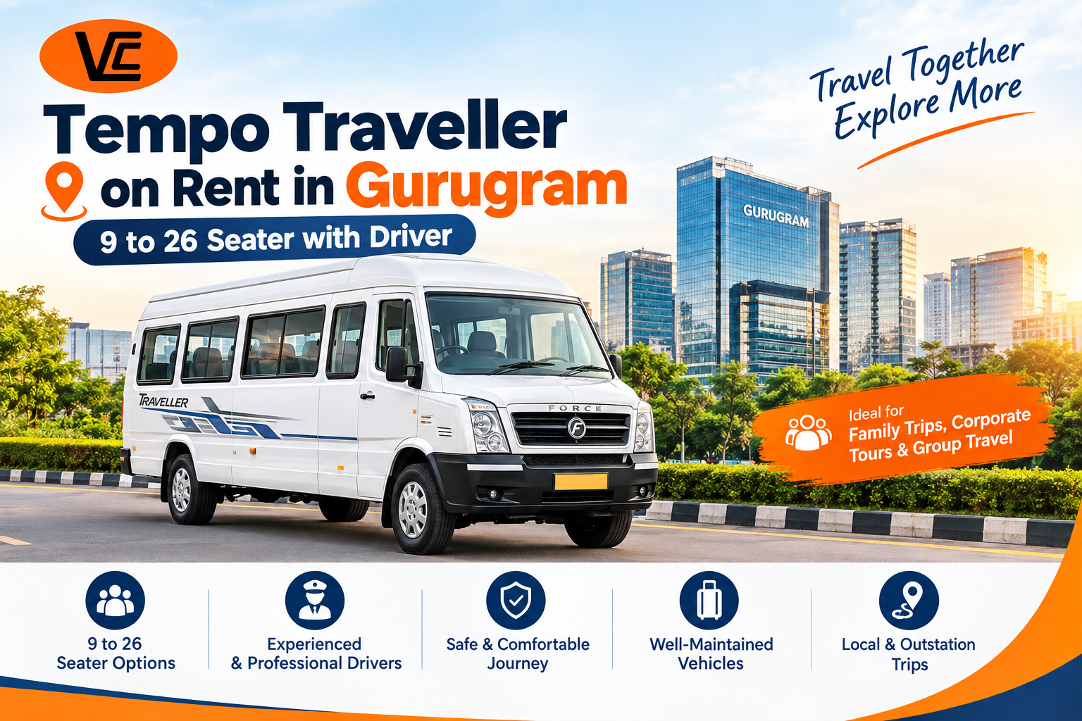 Tempo Traveller on Rent in Gurugram: The Smart Way to Travel as a Group