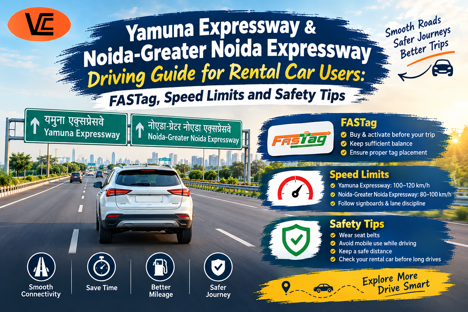 Yamuna Expressway & Noida-Greater Noida Expressway Driving Guide for Rental Car Users: FASTag, Speed Limits and Safety Tips