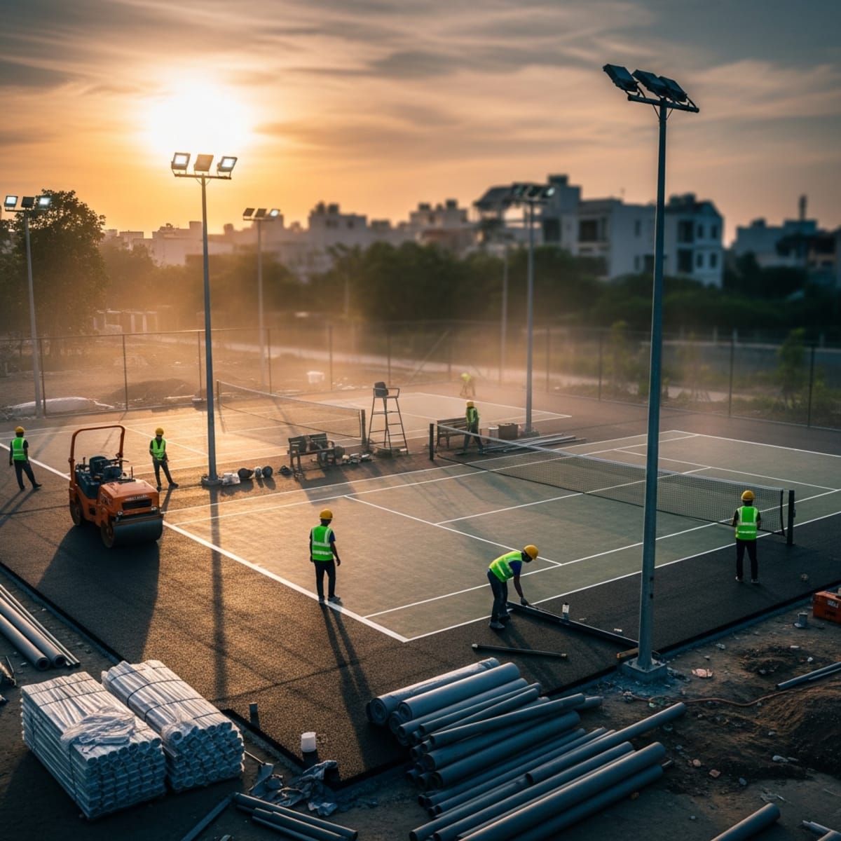 Thi công sân Tennis Thủ Đức