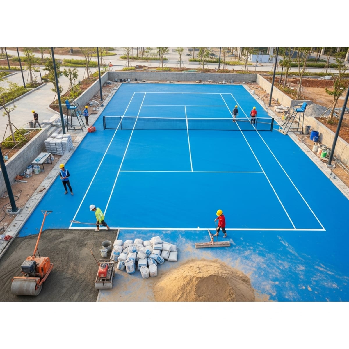 Thi công sân Tennis Thủ Đức