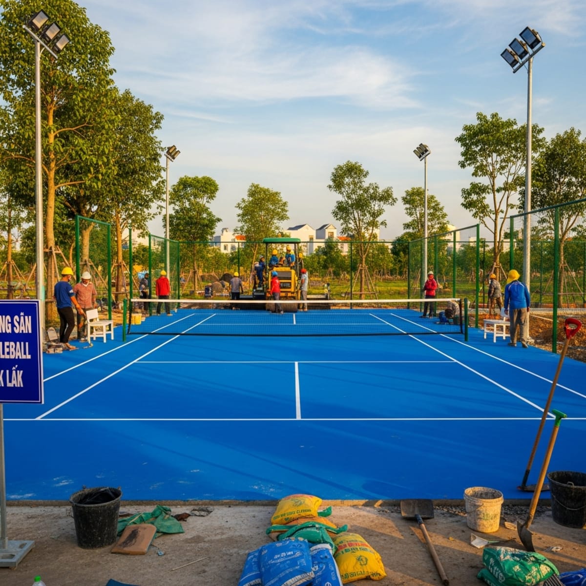 Thi công sân Pickleball Daklak