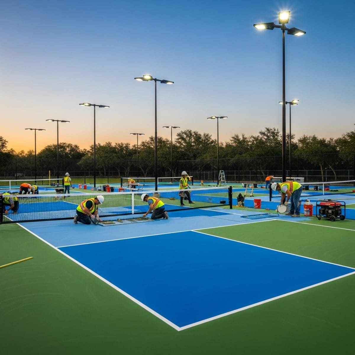 Hình minh họa thi công lớp phủ sân Pickleball
