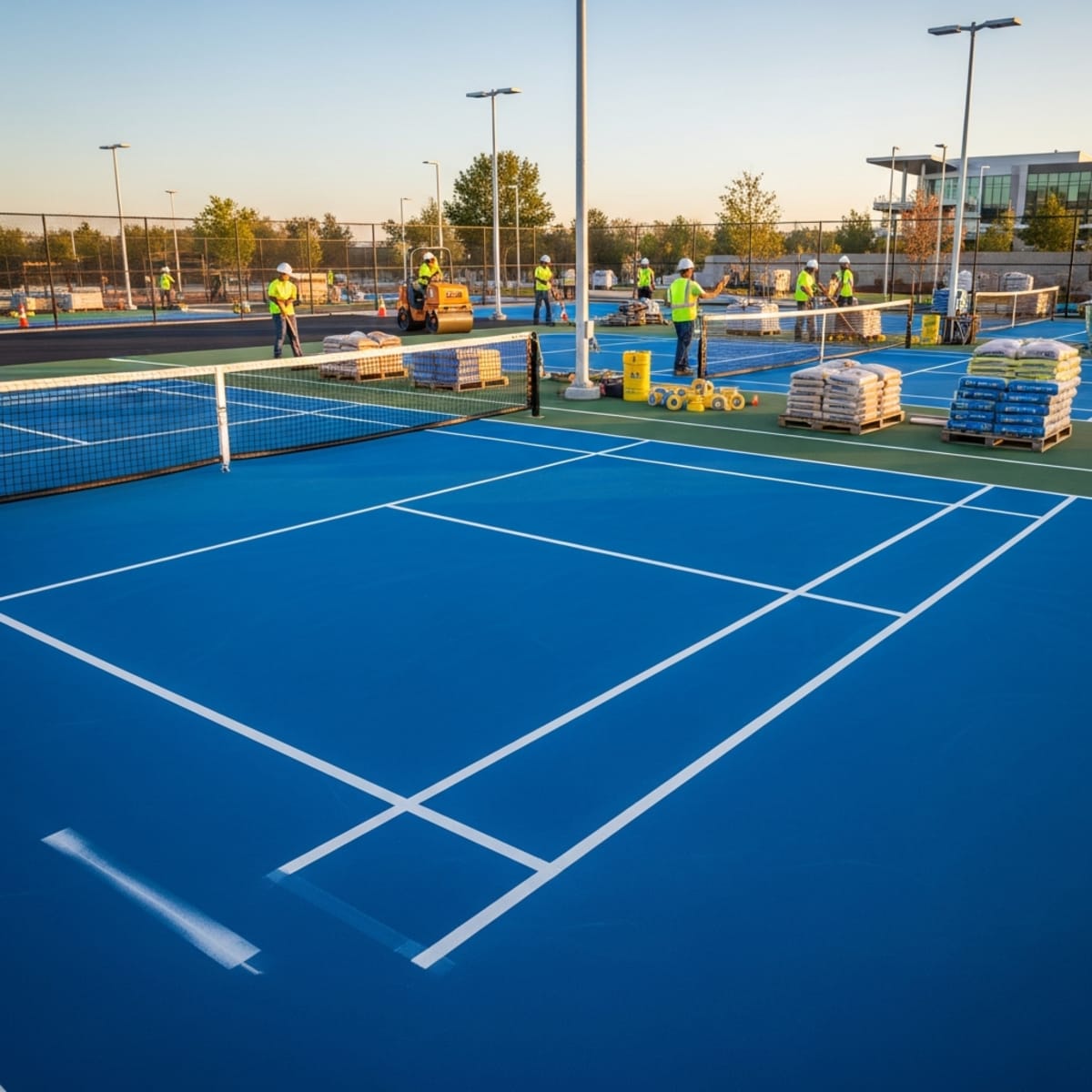 Hình minh họa sân Pickleball ngoài trời hoàn thiện