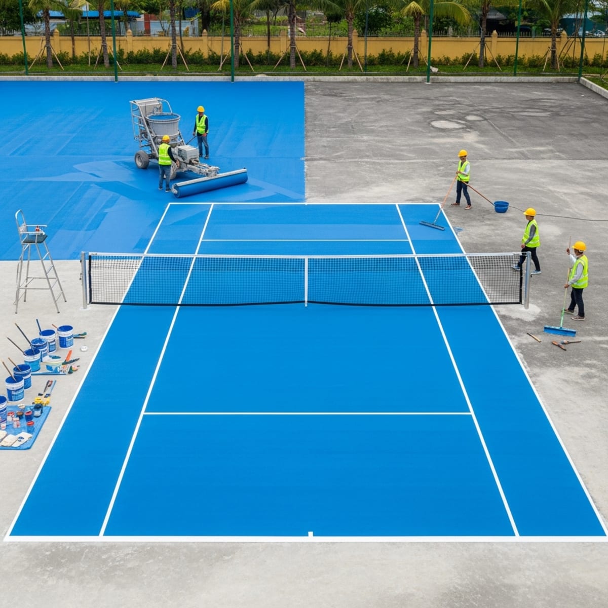 Cải tạo sân tennis cho trường học và resort