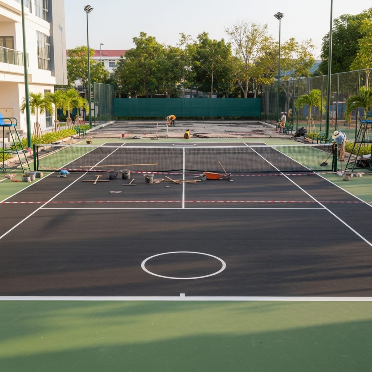 Cải tạo sân tennis cho trường học và resort
