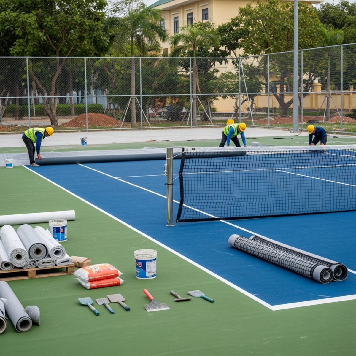 Cải tạo sân tennis cho trường học và resort