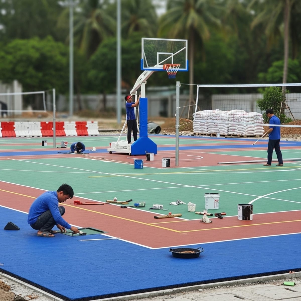 Đo đạc độ phẳng mặt sân bằng thước tiêu chuẩn