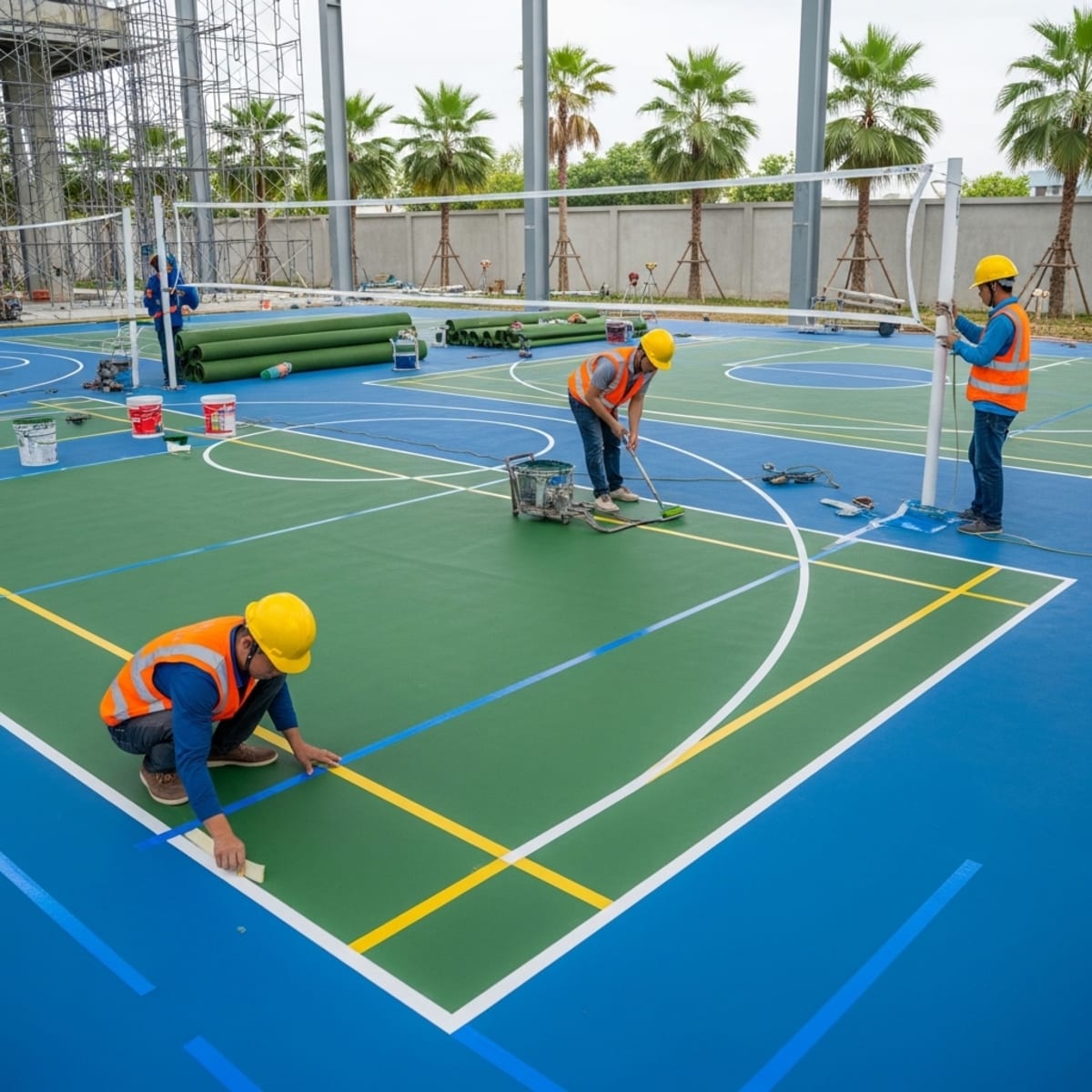Nghiệm thu bàn giao sân thể thao hoàn thiện