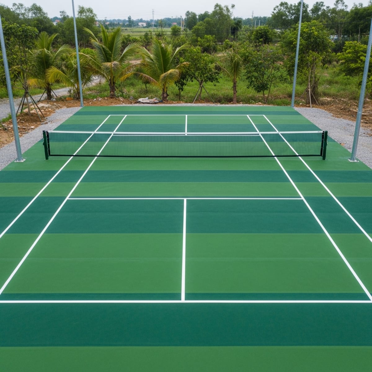 Mặt sân pickleball có lớp đệm