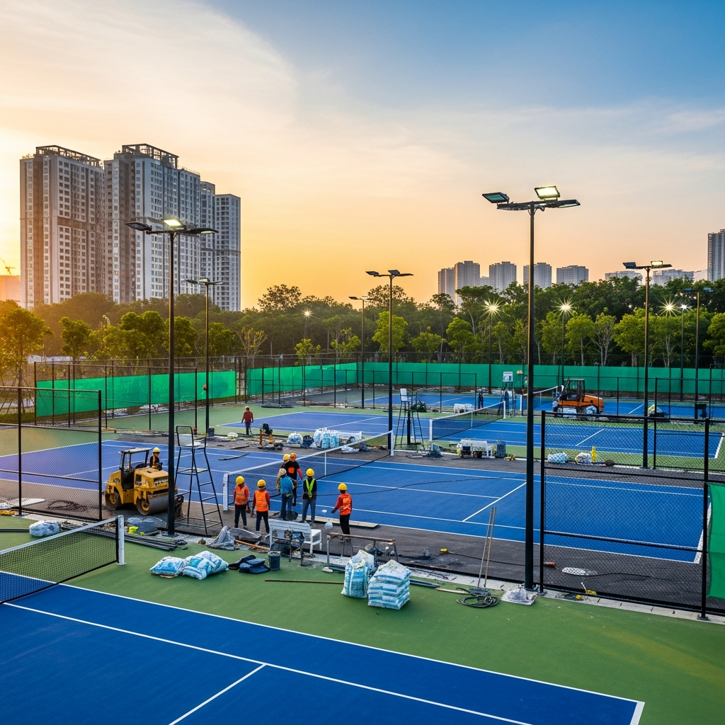 Thi công sân Tennis Thủ Đức